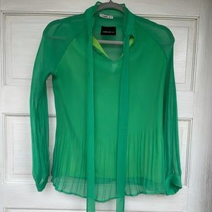 Robin bow tie neck pleated blouse long sleeve